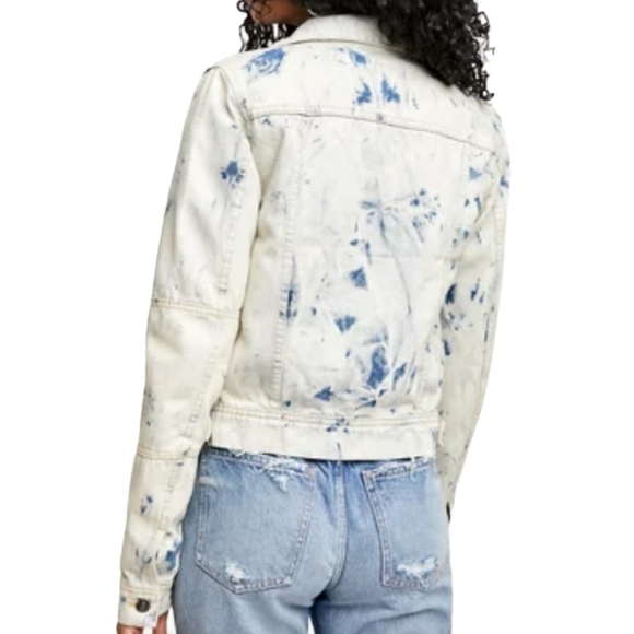 NWT Free People Rumors Denim Jacket Jones Tie Dye Blue Size Large 🛑 FINAL PRICE - Picture 2 of 12